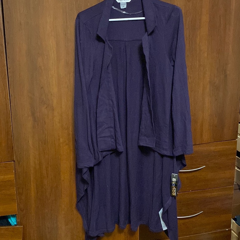 Bianco nyguard, long cardigan, short in the front waterfall effect